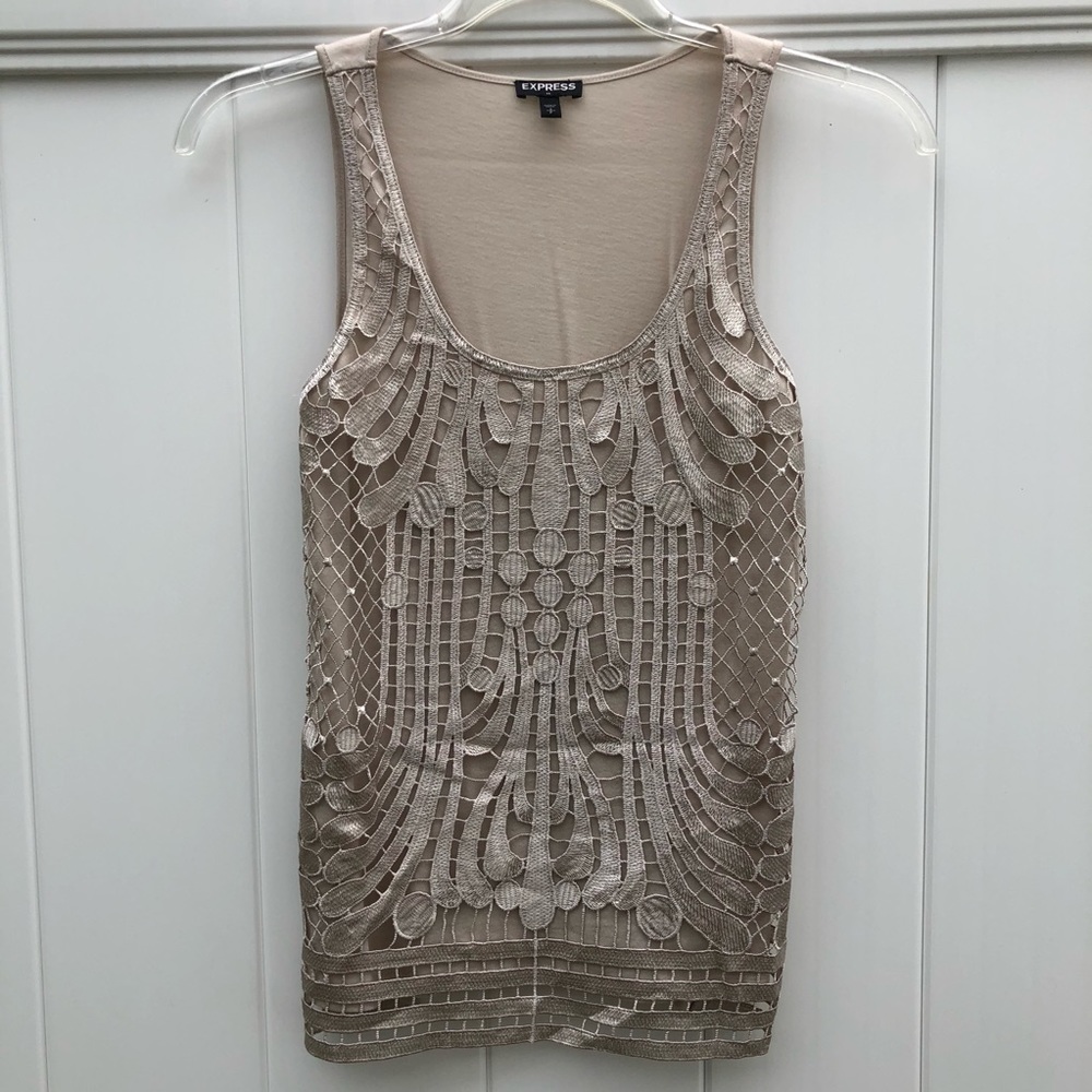 Pretty lace tank top in light tan by Express